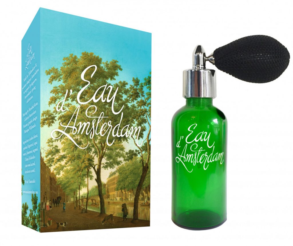 Bedrukte schuifdoosje met logo voor parfum eau d'Amsterdam cosmeticadoosje, parfum doosje, cosmetica verpakking