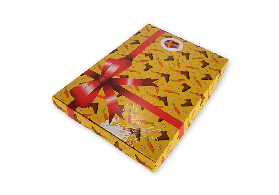 cadeau doosje met vaste klep a4 formaat bedrukt met sinterklaas in full color 310x216x30 mm