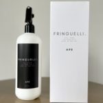mooie bedrukte doos productverpakking roomspray 500 ml fles in wit met zwart met logo Fringuelli