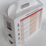 achterzijde bedrukte doos fefco 0217 met opdruk met handvat golfkarton voor 5 flacons of flessen