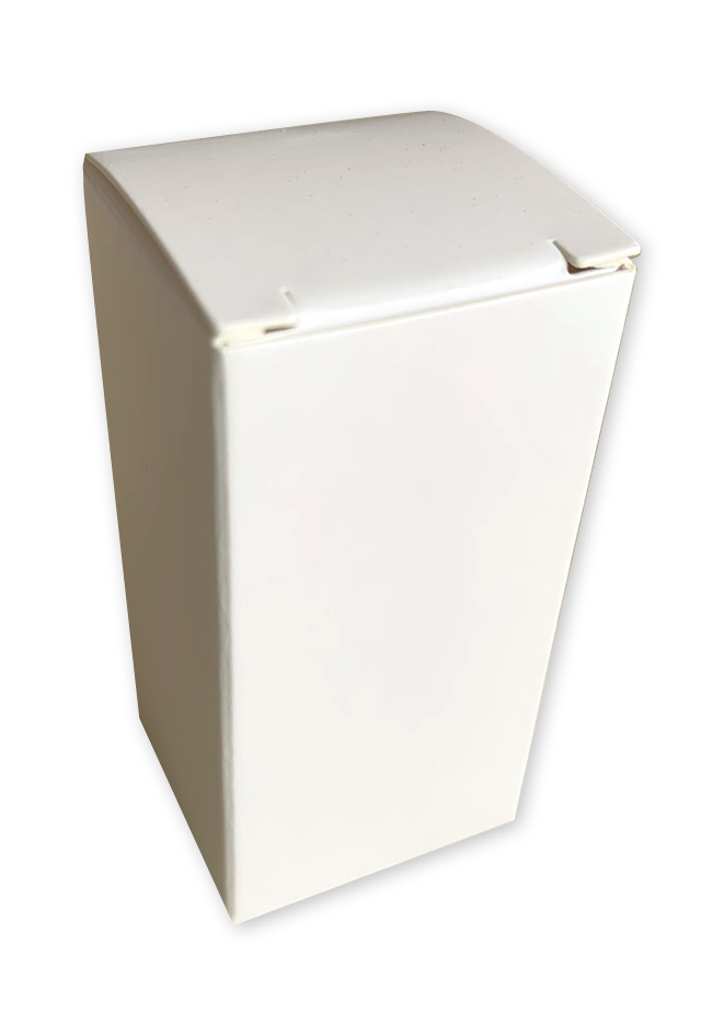 wit doosje op maat gemaakt met 2 klepjes 33x33x65 mm