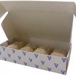 bedrukte doos voor diepvries kroketten snacks met logo in blauw en goud bedrukt