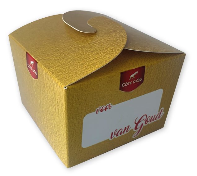 Bonbon doosje voor kado met vlindersluiting butterfly bedrukt in full color 80 x 80 x 60 mm