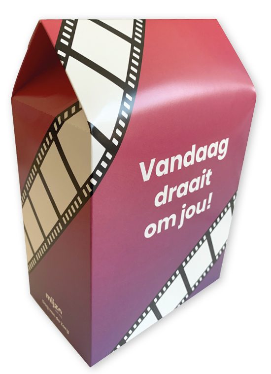 Tasdoos met zweedse bodem bedrukt met logo in full color 175 x 105 x 200 mm