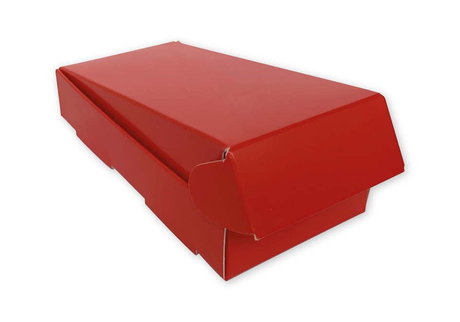 Rood bedrukt klein doosje met vaste klep 116 x 58 x 23 mm productverpakkking